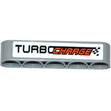light bluish gray technic liftarm thick 1 x 5 with turbo charge and black checkered pattern sticker - set 42050