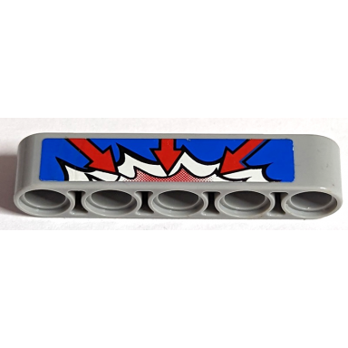 light bluish gray technic liftarm thick 1 x 5 with 3 red arrows on blue red and white explosion pattern model right side sticker - set 8182