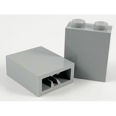 light bluish gray brick 1 x 2 x 2 with inside axle holder