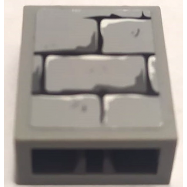 light bluish gray brick 1 x 2 x 2 with inside axle holder with bricks pattern sticker - set 4183