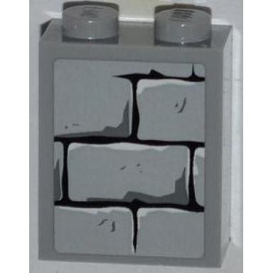 light bluish gray brick 1 x 2 x 2 with inside stud holder with bricks pattern sticker - set 4183