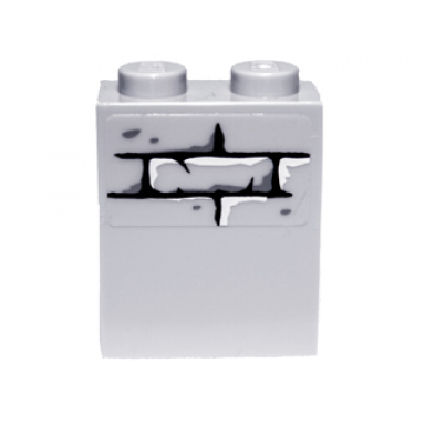 light bluish gray brick 1 x 2 x 2 with inside stud holder with narrow bricks pattern sticker - set 9473