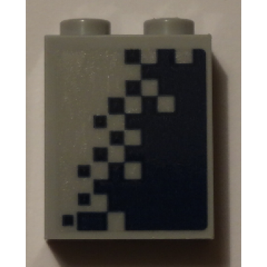 light bluish gray brick 1 x 2 x 2 with inside stud holder with dark blue pixelated gradient pattern model left side sticker - set 60197