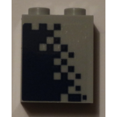 light bluish gray brick 1 x 2 x 2 with inside stud holder with dark blue pixelated gradient pattern model right side sticker - set 60197