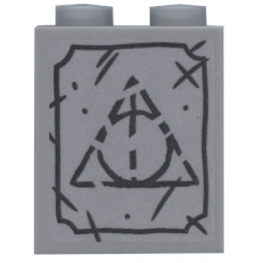 light bluish gray brick 1 x 2 x 2 with inside stud holder with triangle tombstone pattern sticker - set 75965