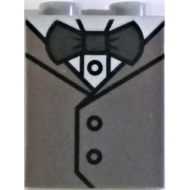 light bluish gray brick 1 x 2 x 2 with inside stud holder with white shirt metallic silver vest and dark bluish gray bow tie pattern brickheadz groom