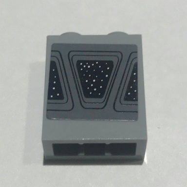 light bluish gray brick 1 x 2 x 2 with inside stud holder with starry window pattern sticker - set 10221