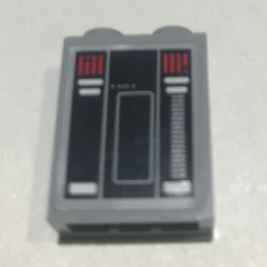 light bluish gray brick 1 x 2 x 2 with inside stud holder with sw control panel red and white stripes pattern sticker - set 10221