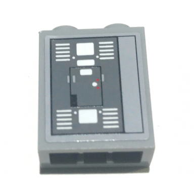 light bluish gray brick 1 x 2 x 2 with inside stud holder with sw control panel and white stripes pattern model left side sticker - set 10221