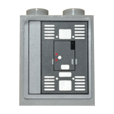 light bluish gray brick 1 x 2 x 2 with inside stud holder with sw control panel and white stripes pattern model right side sticker - set 10221
