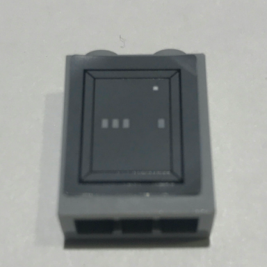 light bluish gray brick 1 x 2 x 2 with inside stud holder with sw control panel and gray stripes pattern sticker - set 10221