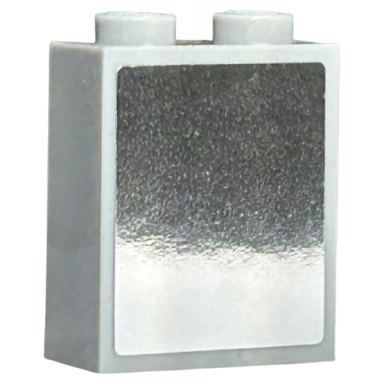 light bluish gray brick 1 x 2 x 2 with inside stud holder with mirror pattern sticker - set 76386