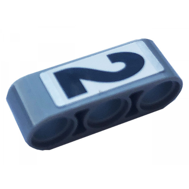 light bluish gray technic liftarm thick 1 x 3 with black number 2 on white background pattern sticker - set 42123