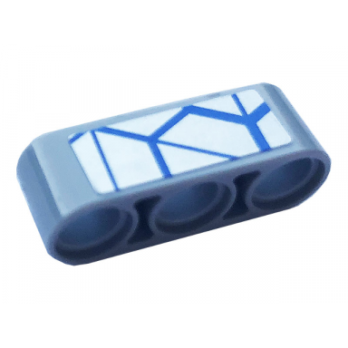 light bluish gray technic liftarm thick 1 x 3 with blue and silver race pattern sticker - set 42123