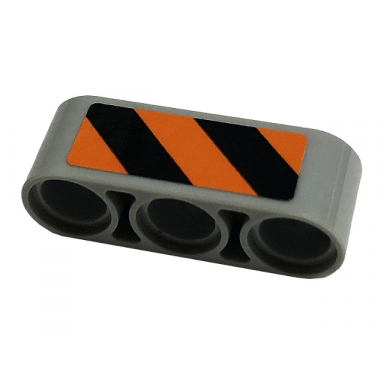 light bluish gray technic liftarm thick 1 x 3 with black and orange danger stripes pattern model left side sticker - set 42112