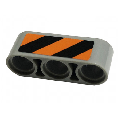 light bluish gray technic liftarm thick 1 x 3 with black and orange danger stripes pattern model right side sticker - set 42112