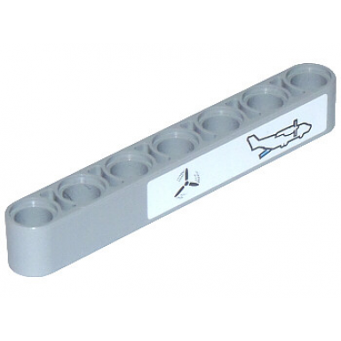 light bluish gray technic liftarm thick 1 x 7 with airplane propeller and loading ramp pattern sticker - set 42025