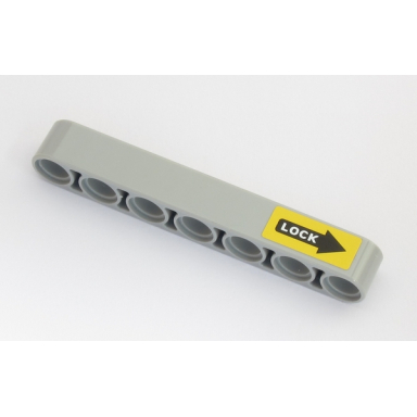light bluish gray technic liftarm thick 1 x 7 with white lock on black arrow on yellow background pattern sticker - set 42043
