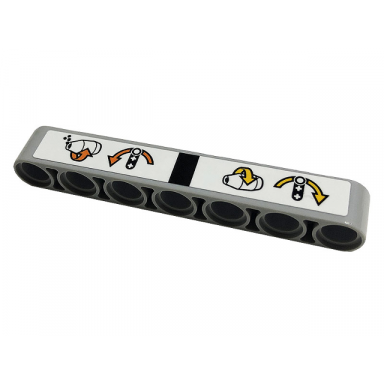 light bluish gray technic liftarm thick 1 x 7 with yellow and orange arrows and concrete mixer drum pattern sticker - set 42112