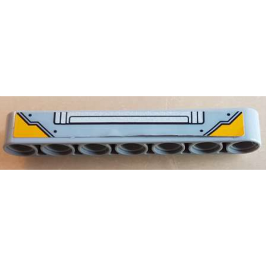 light bluish gray technic liftarm thick 1 x 7 with silver cockpit frame on light bluish gray background with bright light orange corners pattern sticker - set 70322