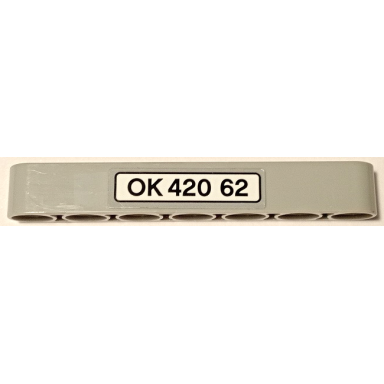 light bluish gray technic liftarm thick 1 x 7 with ok 420 62 pattern sticker - set 42062
