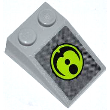 light bluish gray slope 33 3 x 2 with black dots and arc on lime circle alien conquest logo pattern sticker - set 7052