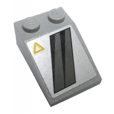 light bluish gray slope 33 3 x 2 with black and dark gray diagonal stripes yellow triangle in upper left corner pattern sticker - set 8630