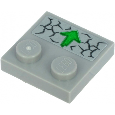 light bluish gray tile modified 2 x 2 with studs on edge with cracks and green arrow pointing away from studs pattern sticker - sets 71717 71719 71721 71722
