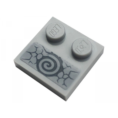 light bluish gray tile modified 2 x 2 with studs on edge with spiral and cracks pattern sticker - set 71721