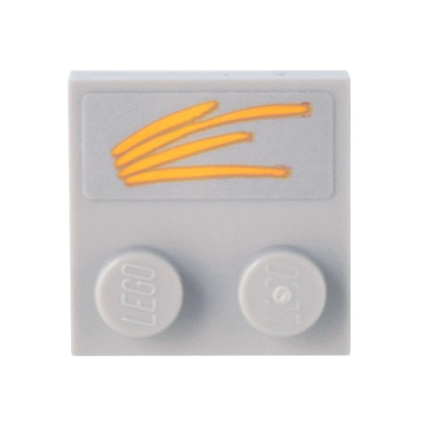 light bluish gray tile modified 2 x 2 with studs on edge with 4 bright light orange brushstrokes 100th anniversary logo pattern sticker - set 10299
