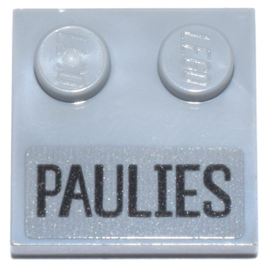 light bluish gray tile modified 2 x 2 with studs on edge with black paulies pattern sticker - set 76271