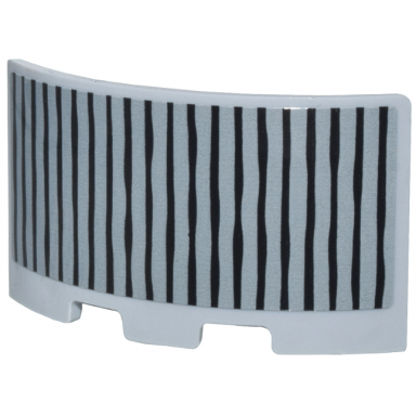 light bluish gray panel 3 x 3 x 2 corner convex with thin black wavy lines pattern sticker - set 76437