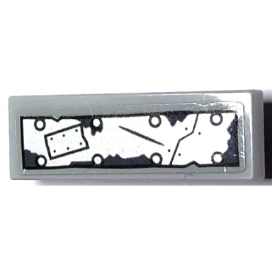 light bluish gray tile modified 1 x 3 inverted with hole with worn silver metal plates and rivets pattern 1 sticker - set 70435