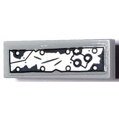 light bluish gray tile modified 1 x 3 inverted with hole with worn silver metal plates and rivets pattern 2 sticker - set 70435
