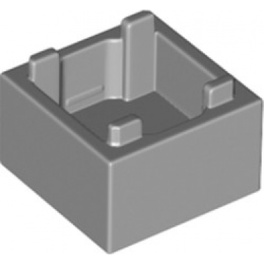 light bluish gray container box 2 x 2 x 1 - top opening with flat inner bottom