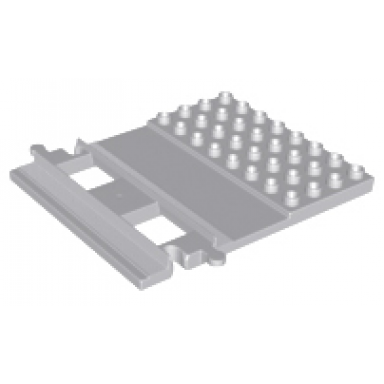 light bluish gray duplo train track straight with 4 x 8 plate on side