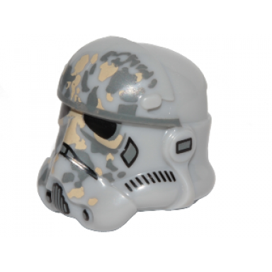 light bluish gray minifigure headgear helmet sw stormtrooper raised forehead type 2 tan and dark bluish gray dirt stains pattern