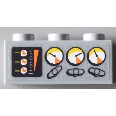 light bluish gray brick 1 x 3 with gauges and valves pattern sticker - set 60002