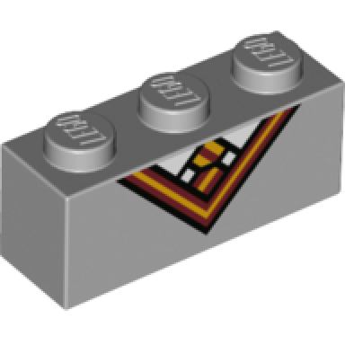 light bluish gray brick 1 x 3 with bright light orange and dark red v-neck collar and tie and white undershirt pattern brickheadz gryffindor sweater