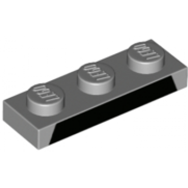 light bluish gray plate 1 x 3 with black trapezoid pattern