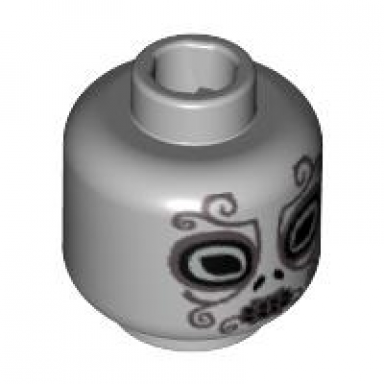 light bluish gray minifigure head alien with hp death eater ornate silver mask pattern