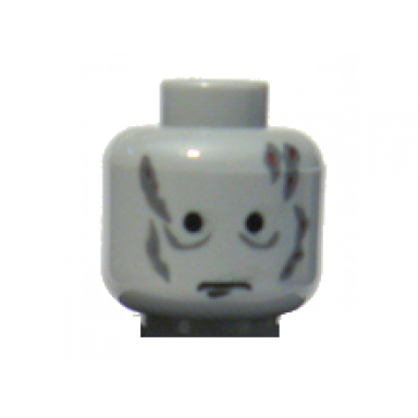 light bluish gray minifigure head male scars gray left right no eyebrows pattern darth vader revised