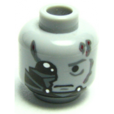 light bluish gray minifigure head male scars damage pattern darth vader battle damaged