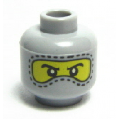 light bluish gray minifigure head balaclava with eyes hole stitching trim nose hump white pupils pattern