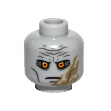 light bluish gray minifigure head alien with yellow eyes wrinkled brow scar pattern sw darth malgus