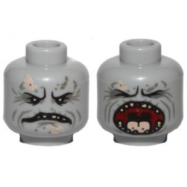 light bluish gray minifigure head dual sided alien drabata reptile closed mouth open mouth pattern sw pao