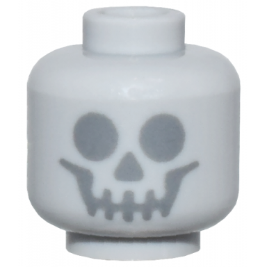 light bluish gray minifigure head with dark bluish gray standard skull pattern