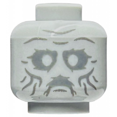 light bluish gray minifigure head alien dark bluish gray cheek lines chin dimple and wrinkles sunken eyes and mouth pattern hp statue of slytherin face