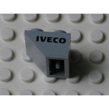 light bluish gray slope inverted 45 2 x 2 with flat bottom pin with black iveco pattern model right side sticker - set 8654