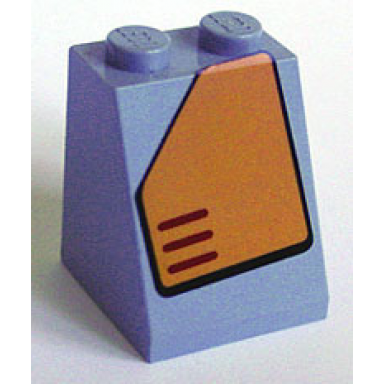 light bluish gray slope 65 2 x 2 x 2 with bottom tube with orange panel with cut top left corner pattern sticker - set 7708